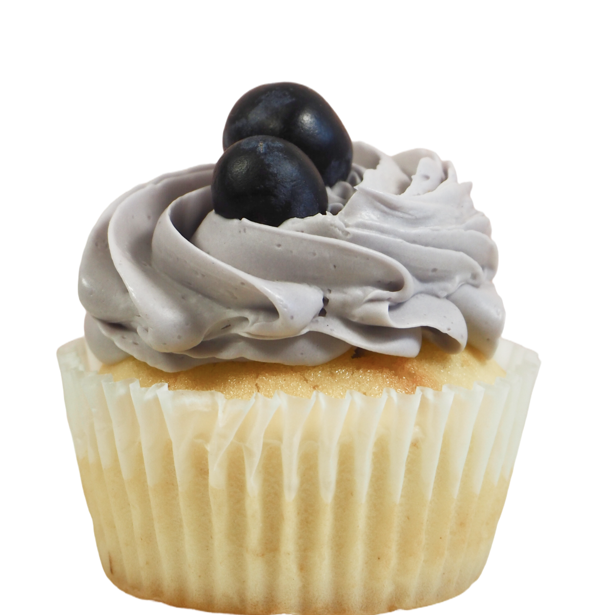 Handgemaakte blauwbessen cupcake met vanillecrème